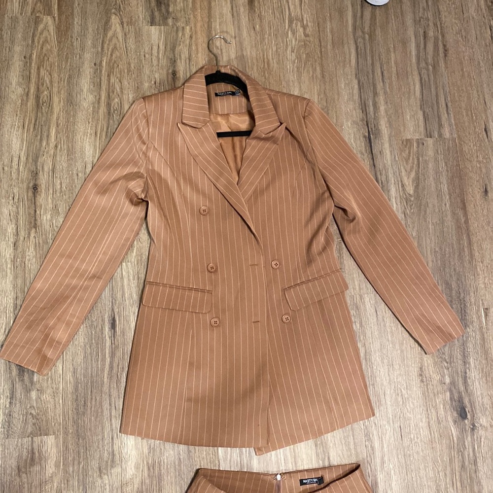 Nasty Gal Pinstripe Wide Leg Suit